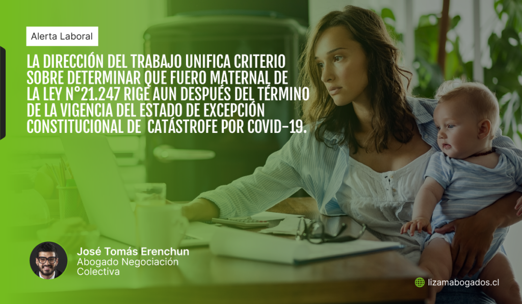 Dirección del Trabajo unifica criterio sobre determinar qué fuero maternal de la Ley n°21.247 rige aun después del término de la vigencia del estado de excepción constitucional de catástrofe por Covid-19